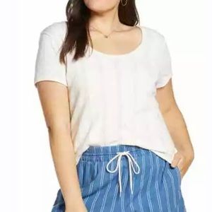 Madewell Pointelle Ribbed Tee NWT ivory scoop